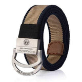 125CM Mens Double Ring Alloy Buckle Belt Outdoor Canvas Military Tactical Jeans Strip