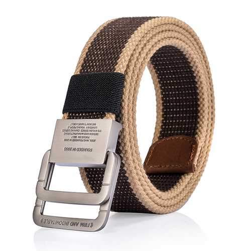 125CM Mens Canvas Belt Double Ring Alloy Buckle Tactical Durable Pants Waistband