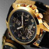 JARAGAR F120504 Fashion Automatic Mechanical Watch Date Display Leather Strap Men Wrist Watch