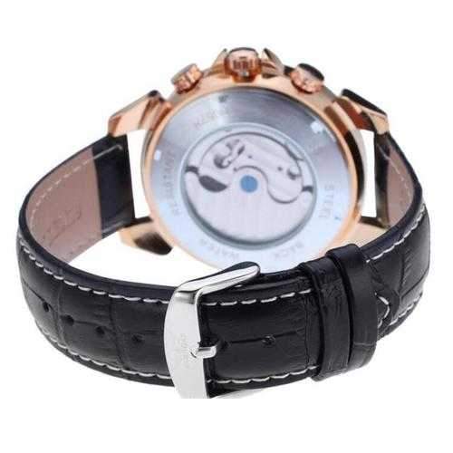 JARAGAR F120504 Fashion Automatic Mechanical Watch Date Display Leather Strap Men Wrist Watch
