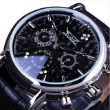 JARAGAR F120545 Fashion Automatic Mechanical Watch Multifunction Leather Strap Men Wrist Watch
