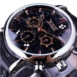 JARAGAR F120545 Fashion Automatic Mechanical Watch Multifunction Leather Strap Men Wrist Watch