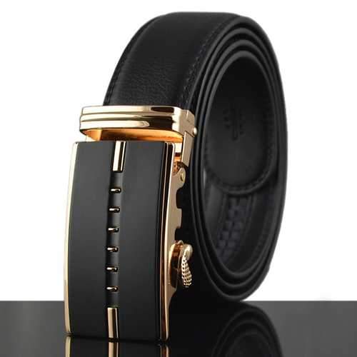 Men Business Genuine Leather Belt Casual Metal Automatic Buckle Strap Jeans Cowboy