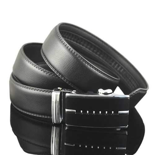 Men Business Genuine Leather Belt Casual Metal Automatic Buckle Strap Jeans Cowboy