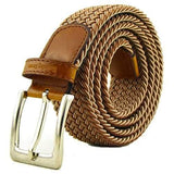 115CM Men Women Stretch Braided Elastic Canvas Belt Casual Pin Buckle Pants Strip