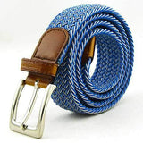 115CM Men Women Stretch Braided Elastic Canvas Belt Casual Pin Buckle Pants Strip