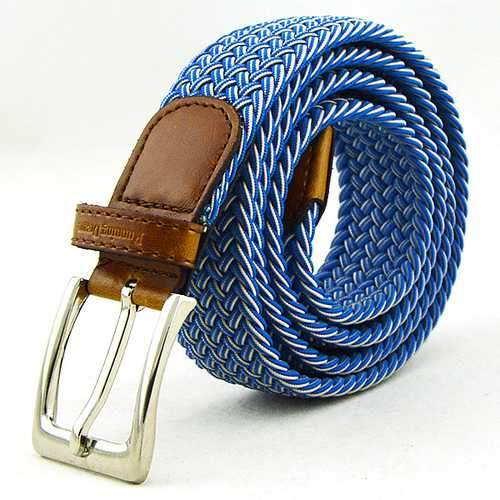 115CM Men Women Stretch Braided Elastic Canvas Belt Casual Pin Buckle Pants Strip