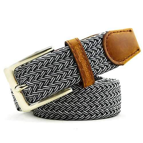 115CM Men Women Stretch Braided Elastic Canvas Belt Casual Pin Buckle Pants Strip