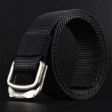 Men Double Ring Buckle Durable Nylon Belt Outdoor Casual Sports Tactical Belt