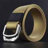Men Double Ring Buckle Durable Nylon Belt Outdoor Casual Sports Tactical Belt
