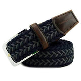 Men Women Unisex Casual Woven Braided Stretch Elastic Belt Waistband