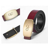 125CM Men Business Genuine Leather Belt Fashion Durable Copper Buckle Waistband