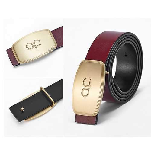 125CM Men Business Genuine Leather Belt Fashion Durable Copper Buckle Waistband