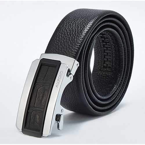 125CM Men Business Cowhide Leather Belt Durable Automatic Buckle Belt Strip