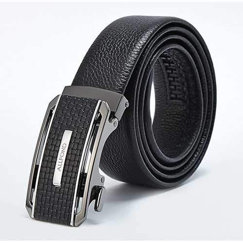 125CM Men Business Cowhide Leather Belt Durable Automatic Buckle Belt Strip