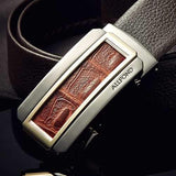 125CM Men Business Cowhide Leather Belt Durable Automatic Buckle Belt Strip