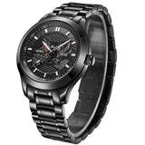 ANGELA BOS 9015 Mechanical Men Watch Black Carve Dial Self Wind Stainless Steel Luxury Wrist Watch