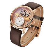 ANGELA BOS 9006 Retro Men Watches Auto Mechanical Watches Waterproof Leather Band Wrist Watches