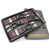 125CM Men's Suspenders Braces High Elastic Leather Suspenders Adjustable 6 Clip Belt Strap