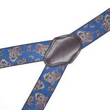 125CM Men's Suspenders Braces High Elastic Leather Suspenders Adjustable 6 Clip Belt Strap