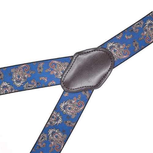 125CM Men's Suspenders Braces High Elastic Leather Suspenders Adjustable 6 Clip Belt Strap