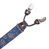 125CM Men's Suspenders Braces High Elastic Leather Suspenders Adjustable 6 Clip Belt Strap