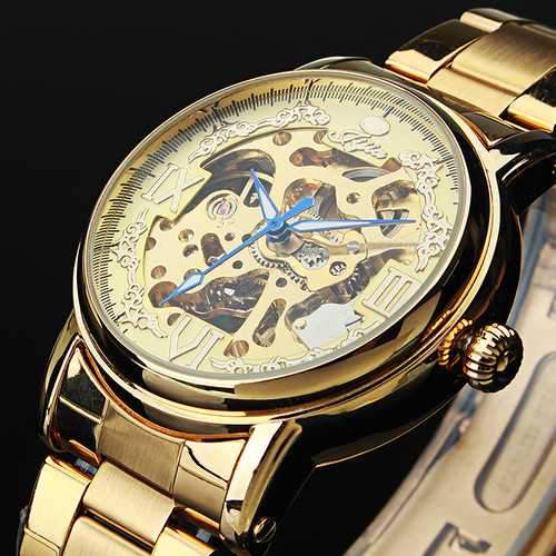 JIJIA Luxury Men Watch Hollow Roman Number Mechanical Watch