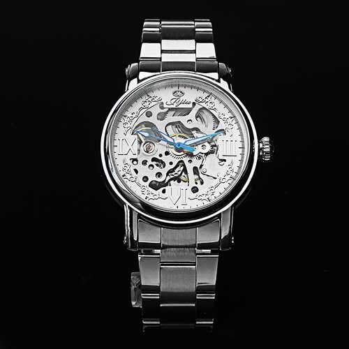 JIJIA Luxury Men Watch Hollow Roman Number Mechanical Watch