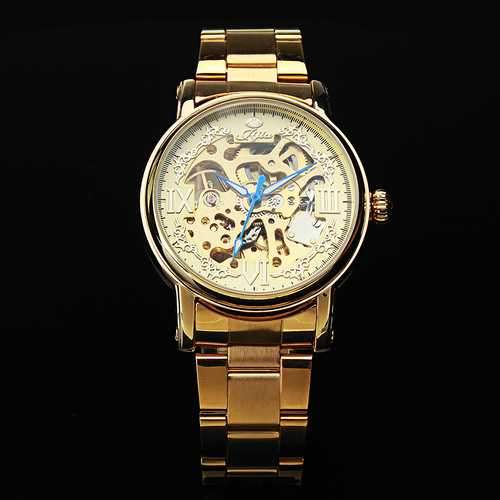 JIJIA Luxury Men Watch Hollow Roman Number Mechanical Watch