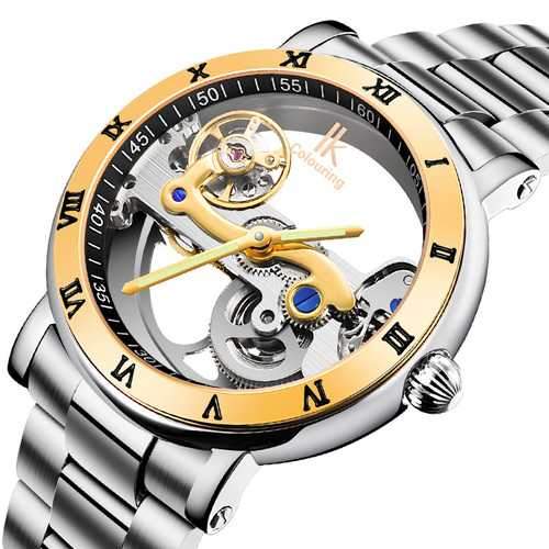 IK COLOURING 98399 Business Style Men Wrist Watch Stainless Steel Strap Automatic Mechanical Watches