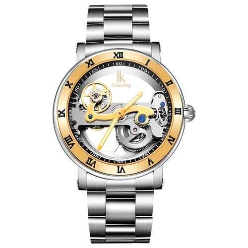 IK COLOURING 98399 Business Style Men Wrist Watch Stainless Steel Strap Automatic Mechanical Watches