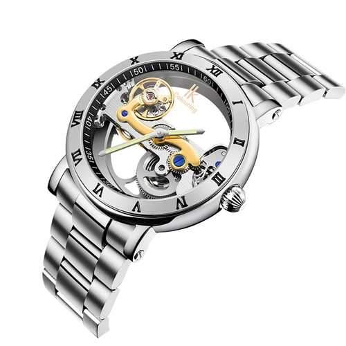 IK COLOURING 98399 Business Style Men Wrist Watch Stainless Steel Strap Automatic Mechanical Watches