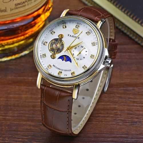 YAZOLE 379 Casual Men Watch Automatic Mchanical 24 Hours Display Wrist Watch