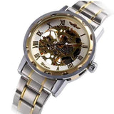 Classic Hand Wind Mechanical Watch Golden Case Classic Romen Skeleton Men Wartch