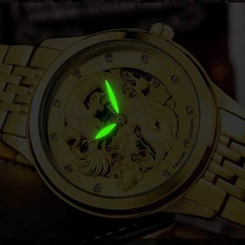 TEVISE 9006 Hollow Phoenix Dragon Pattern Mechanical Watch