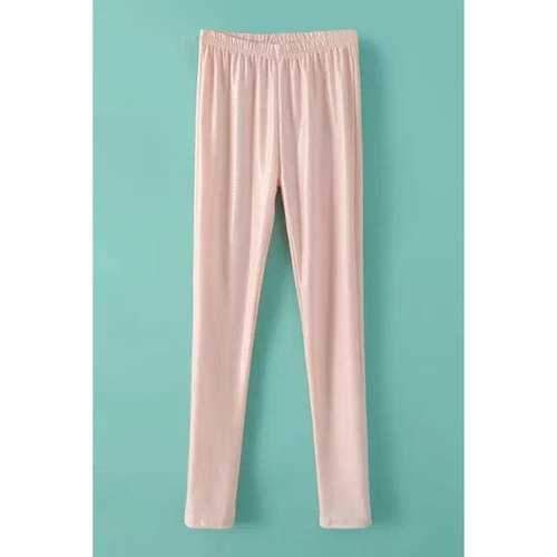 Casual Style Elastic Waisted Solid Color Women's Leggings - Pink One Size(fit Size Xs To M)