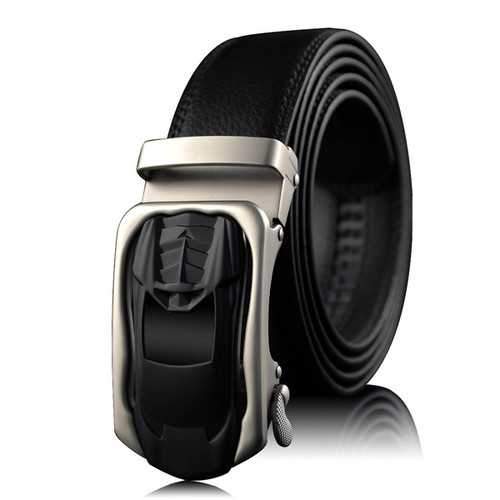 Mens 130cm Cowhide Leather Automatic Buckle Business Belt