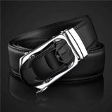 Mens 130cm Cowhide Leather Automatic Buckle Business Belt