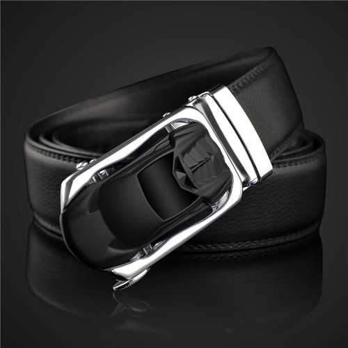 Mens 130cm Cowhide Leather Automatic Buckle Business Belt