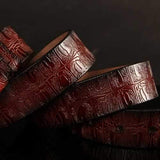 125CM Men Business Cow Leather Belt with Anti-Scratch Buckle