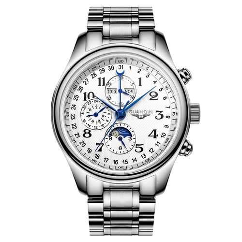 GUANQIN GQ20022 Moon Phase Calendar Auto Mechanical Watch