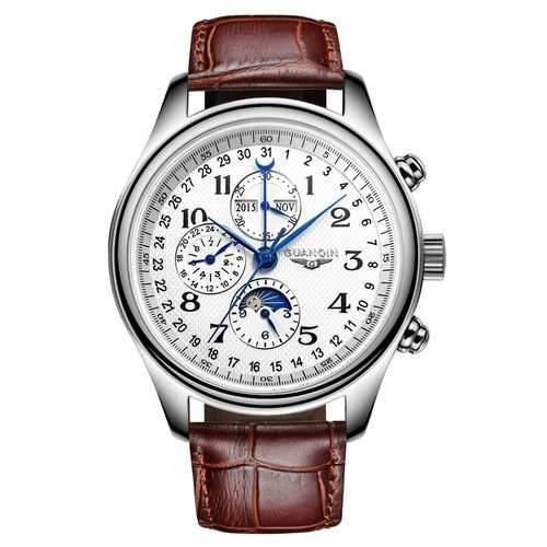 GUANQIN GQ20022 Moon Phase Calendar Auto Mechanical Watch