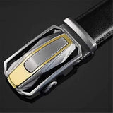 Men Leather Cowskin Automatic Buckle Belt