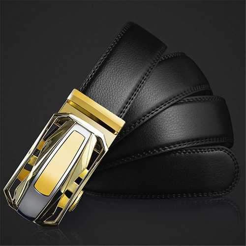 Men Leather Cowskin Automatic Buckle Belt
