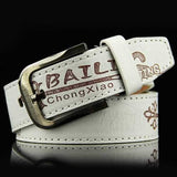 Mens Leather Printting Belt Leisure Waistband Pin Buckle