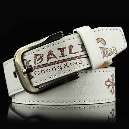 Mens Leather Printting Belt Leisure Waistband Pin Buckle