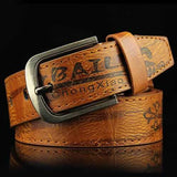 Mens Leather Printting Belt Leisure Waistband Pin Buckle