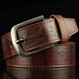 Mens Leather Printting Belt Leisure Waistband Pin Buckle