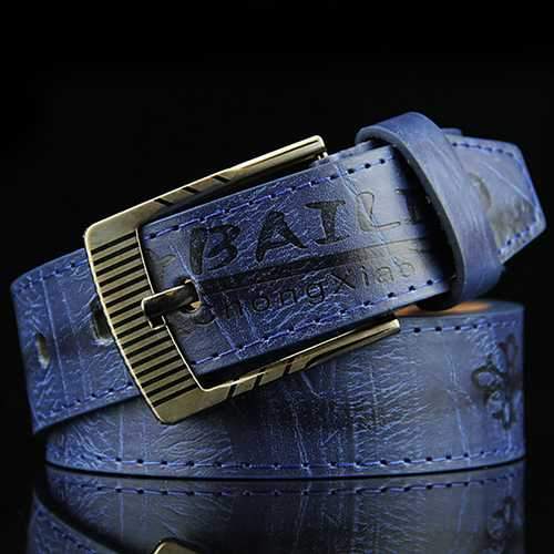 Mens Leather Printting Belt Leisure Waistband Pin Buckle