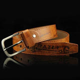 Mens Leather Printting Belt Leisure Waistband Pin Buckle